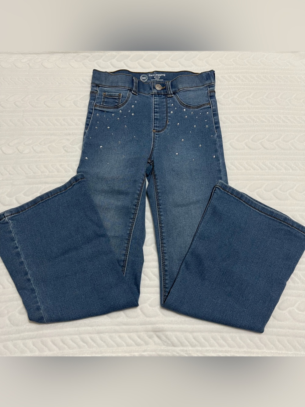 💗 Wonder Nation - Girls Dark Blue Flared Jeans with Gem Details